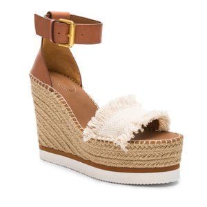 See by Chloe Frayed Wedge Sandal (white)